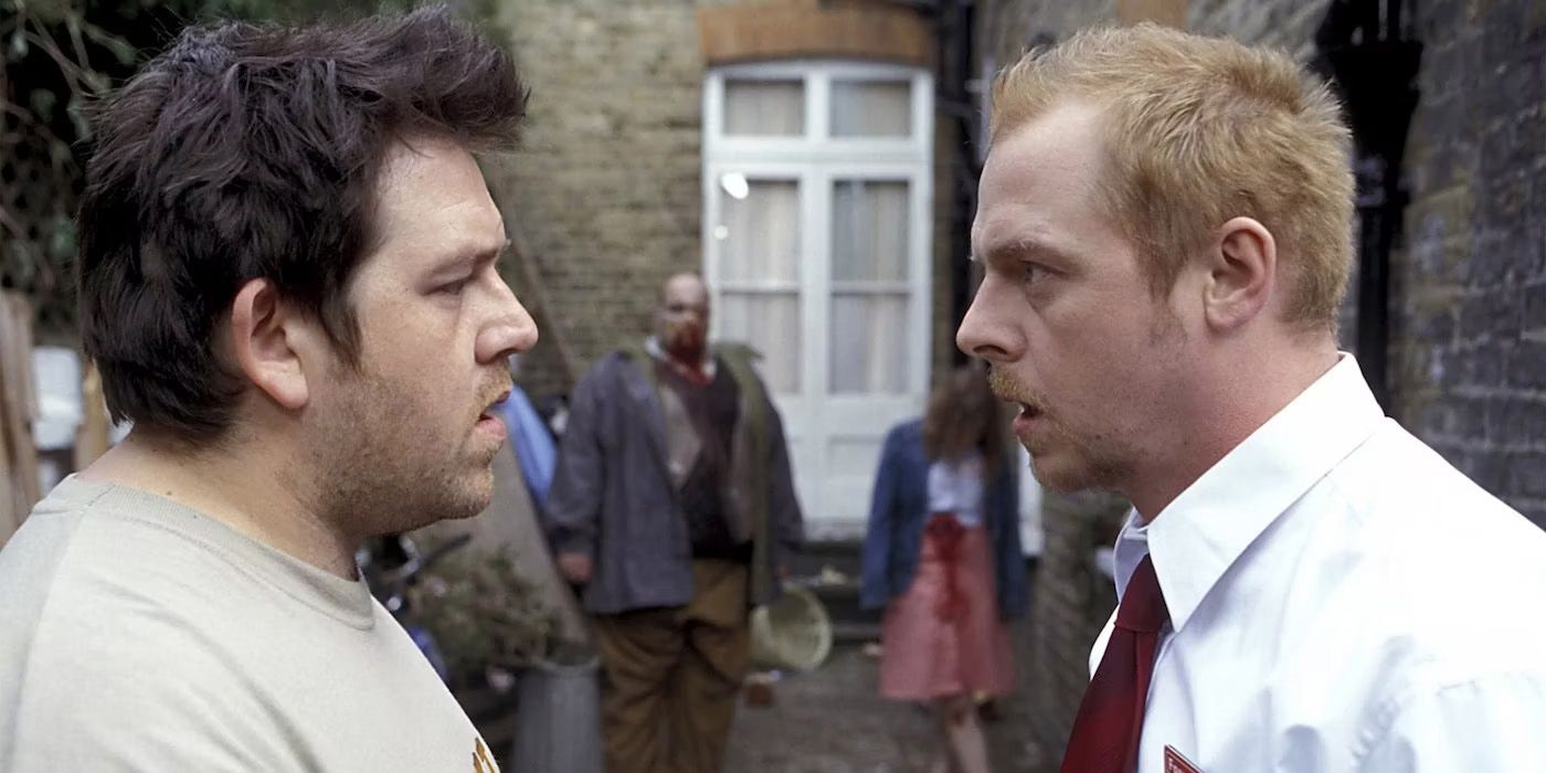 Shaun and Ed talking records on Shaun of the Dead