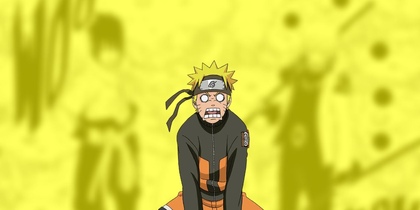 Naruto looking shocked in front of a yellow background