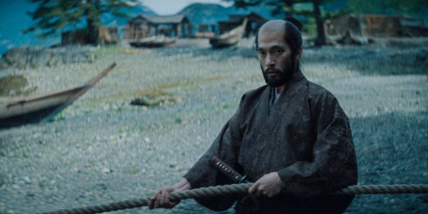 Buntaro puxando uma corda na 1ª temporada do Shogun, episódio 10 (FINALE)