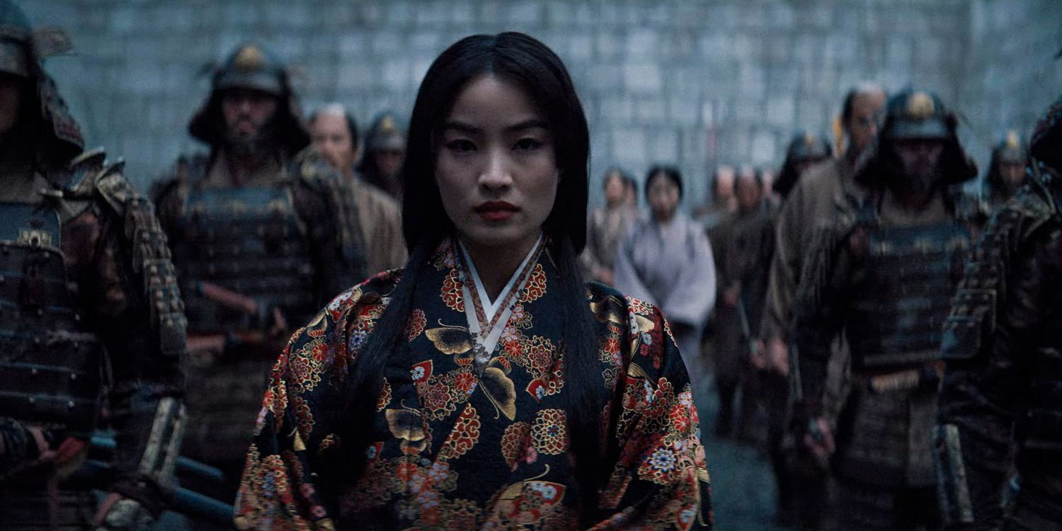 Mariko com um exército de samurais atrás dela no trailer do episódio 9 da 1ª temporada de Shogun