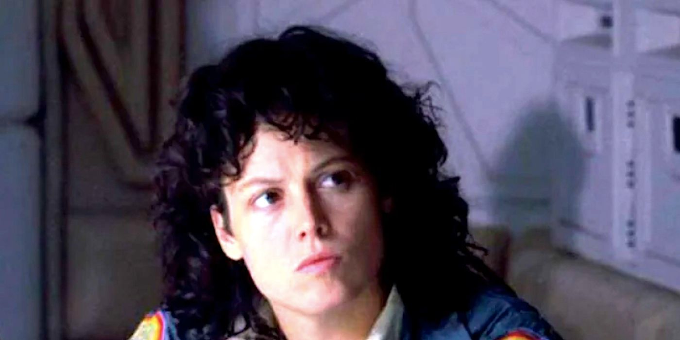 Sigourney Weaver's Ellen Ripley sits and frowns in Alien 1979
