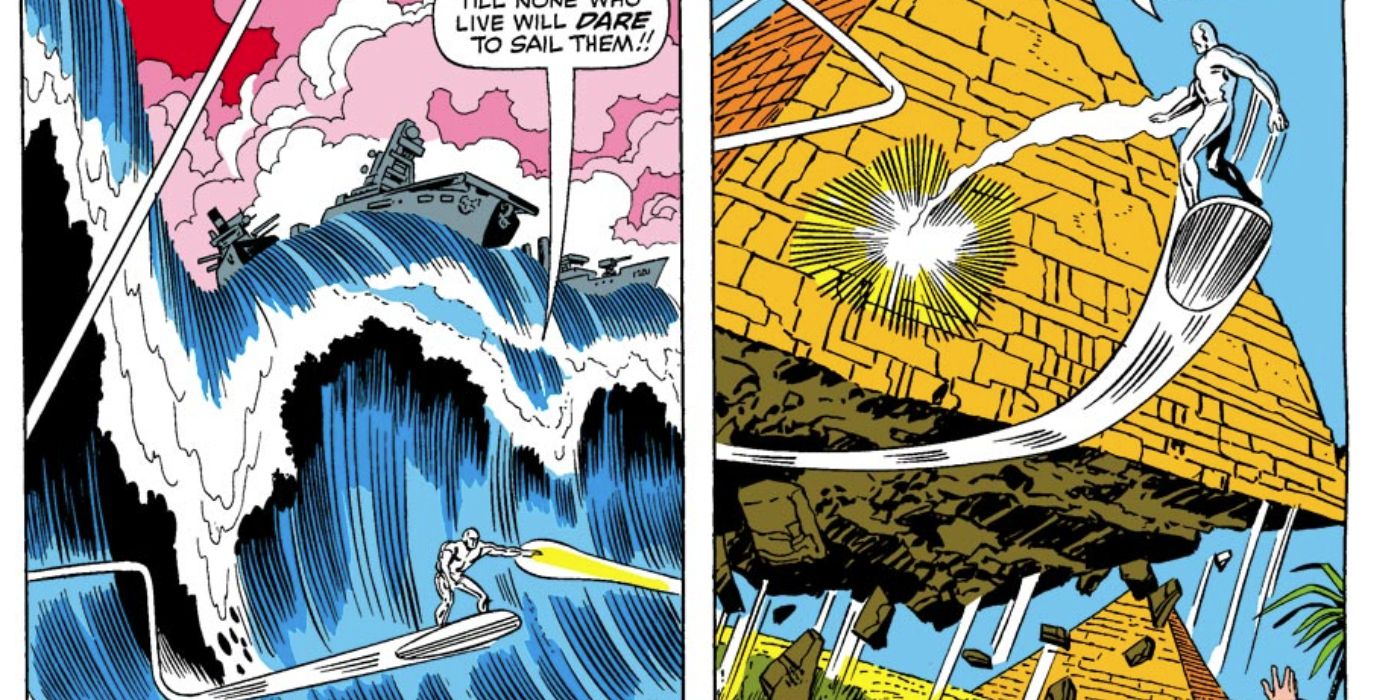 Silver Surfer controlling the seas