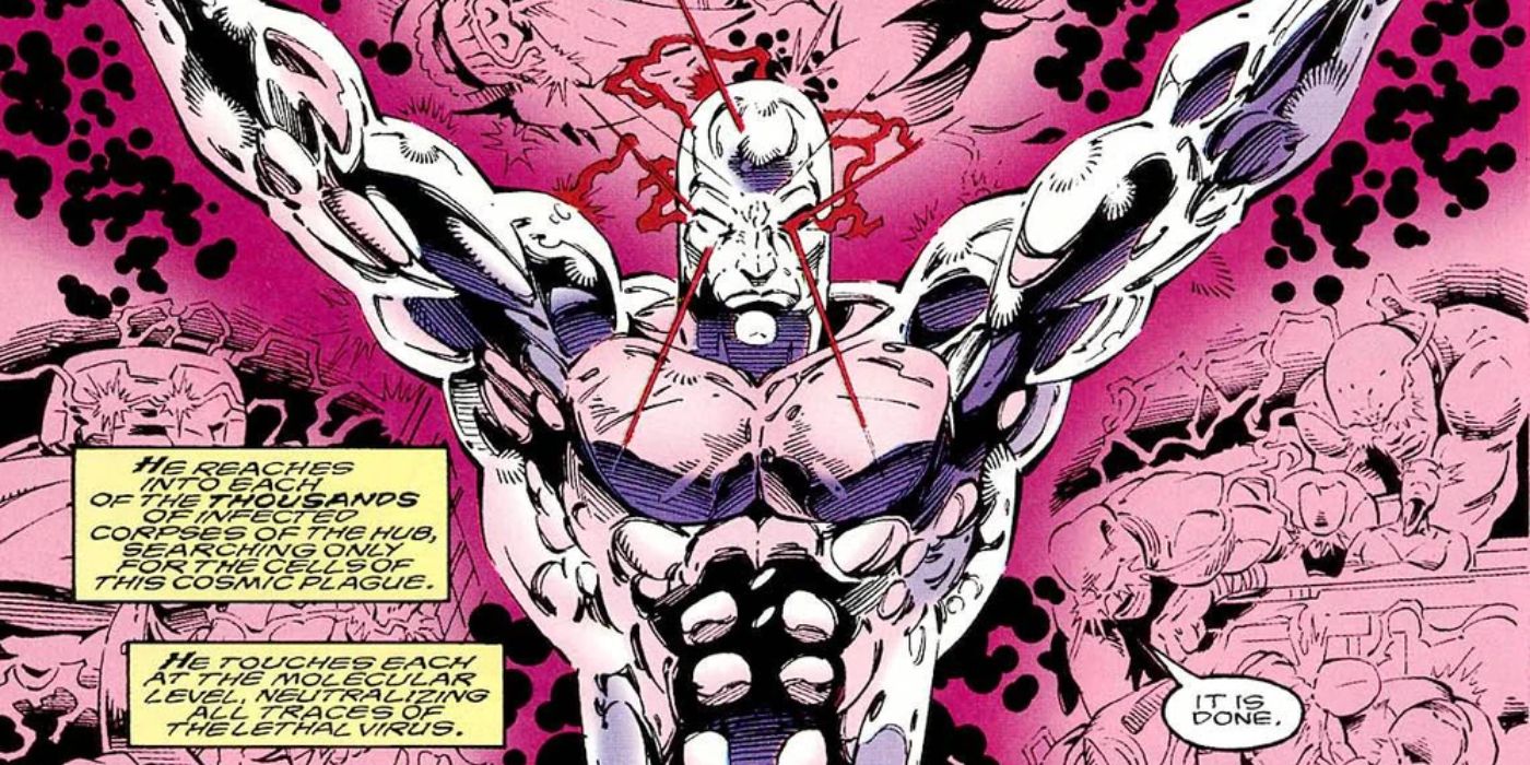 Silver Surfer cures a plague by manipulating molecules