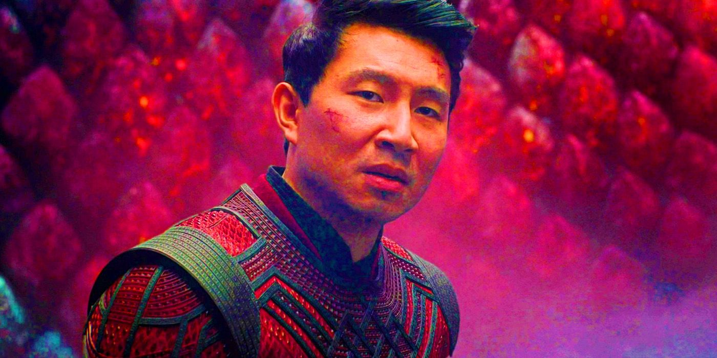 Simu Liu as Shang-Chi in front of dragon scale cage in Shang-Chi and the Legend of the Ten Rings