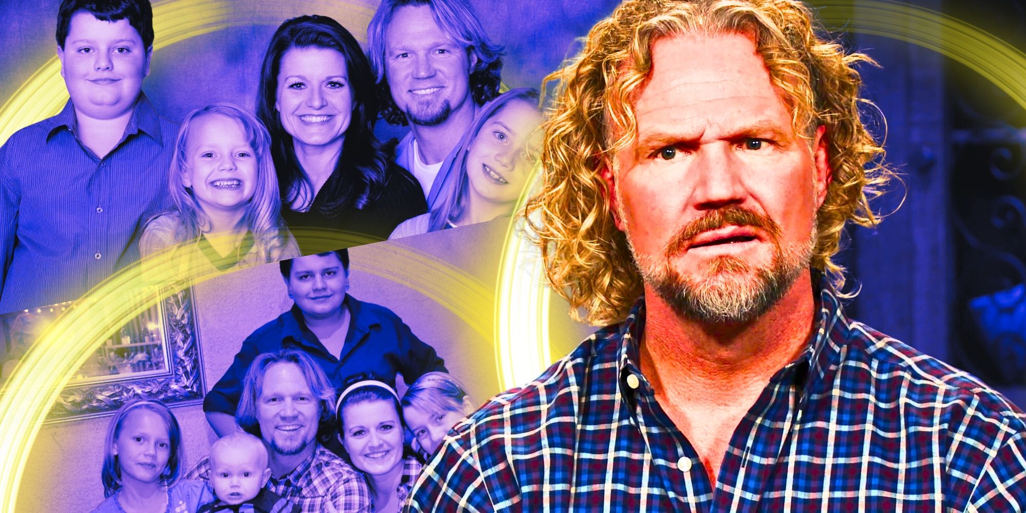 Sister Wives kody with his kids and robyn in colorful montage