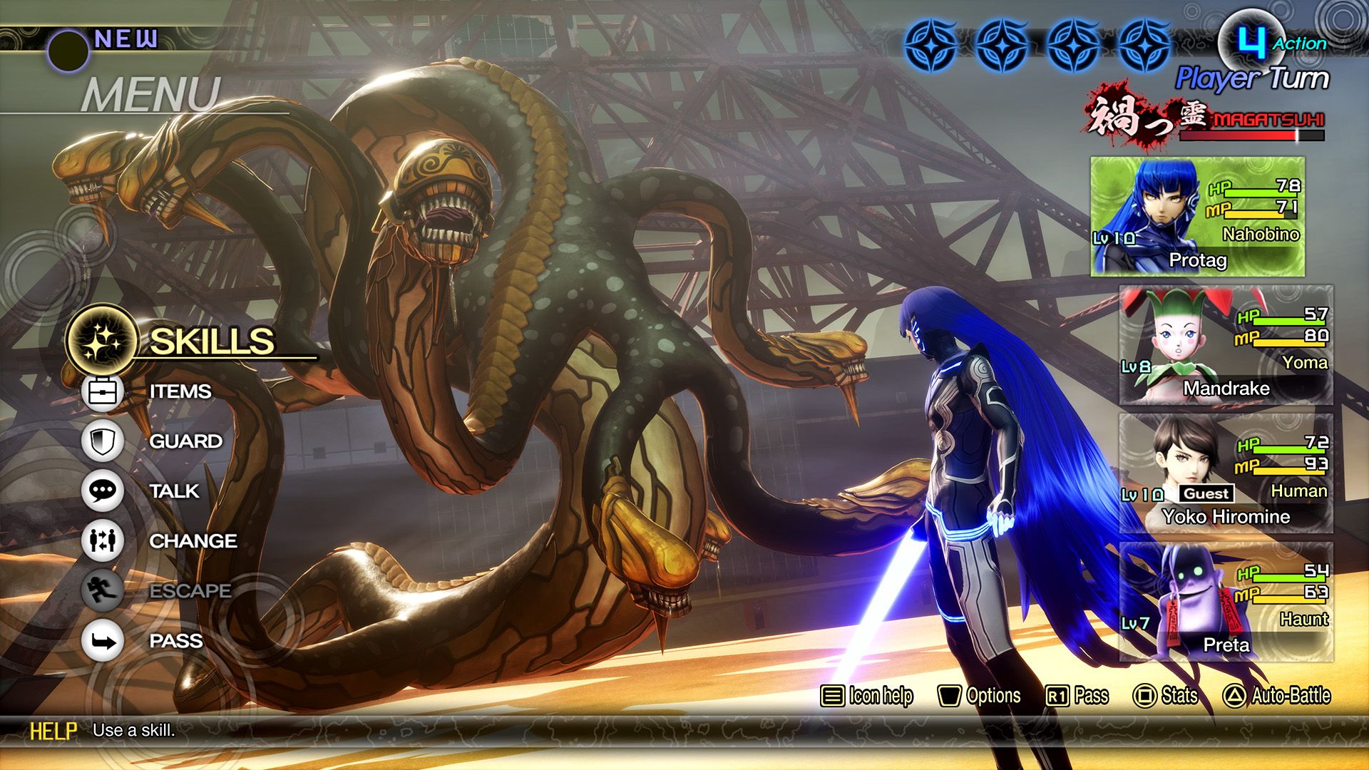 SMTV Vengeance Lute contra um monstro parecido com uma cobra com muitos tentáculos.