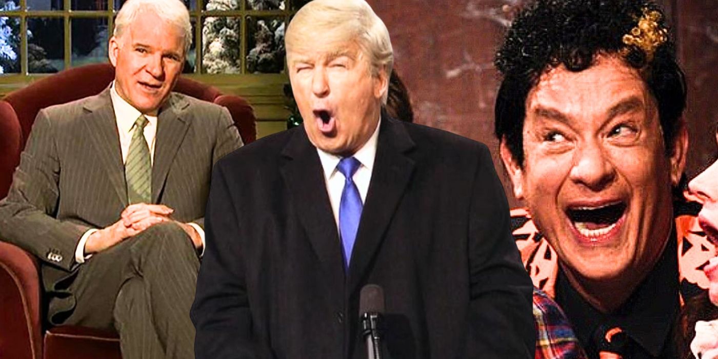 A collage of images from Saturday Night Live featuring Steve Martin, Alex Baldwin, and Tom Hanks - created by Tom Russell
