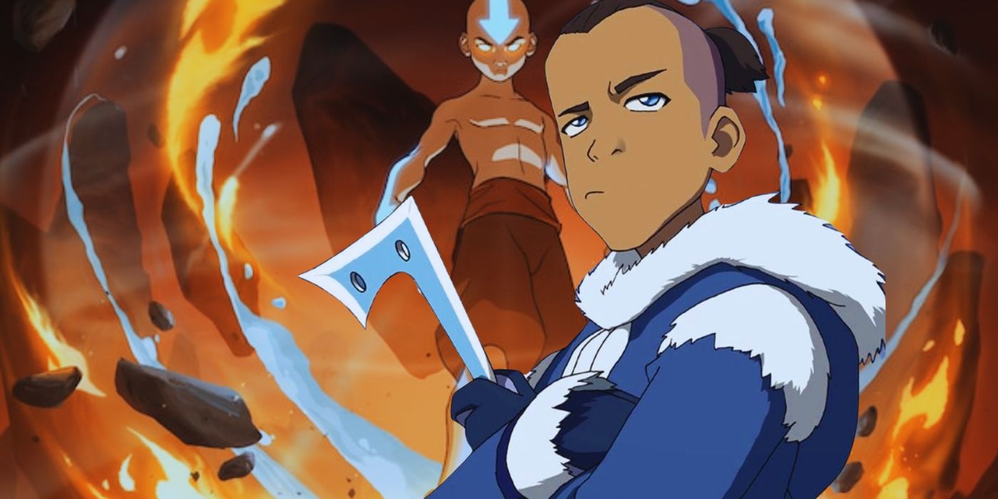 Sokka with his Boomerang over and image of Aang in the Avatar state in Avatar: The Last Airbender animated series