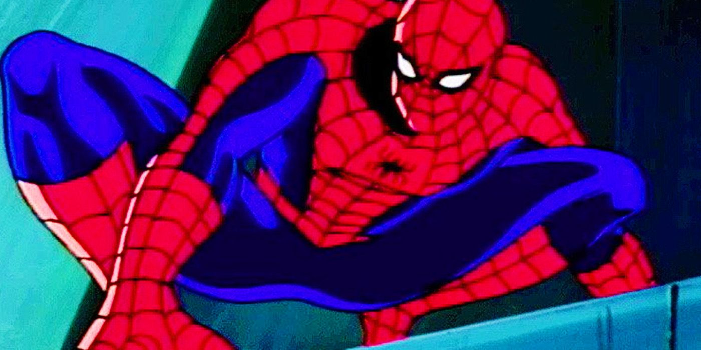 Spider-Man doing his pose in Spider-Man's Animated Series