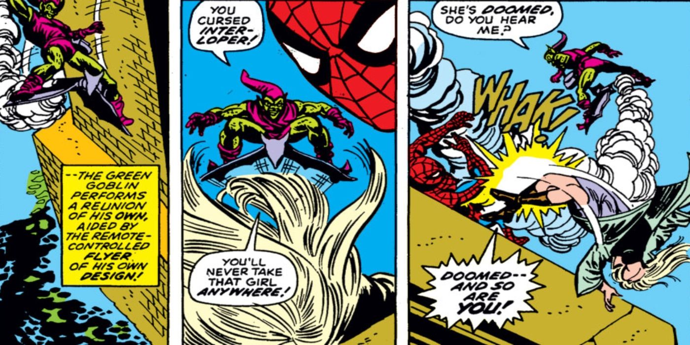 Duende Verde matando Gwen Stacy em Amazing Spider-Man #121.
