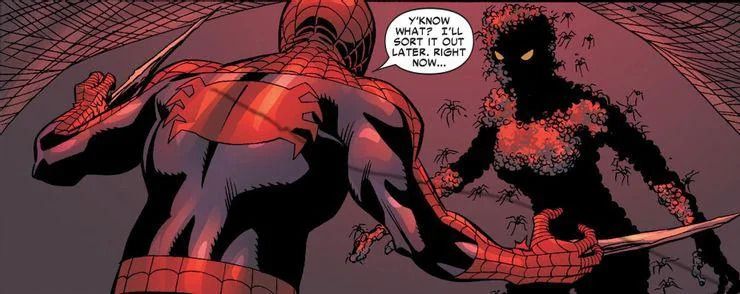 Homem-Aranha conversando com aranhas