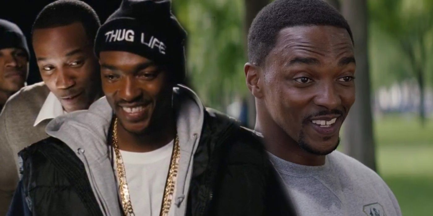 Split image of Anthony Mackie as Tupac in Notorious and Sam in the MCU