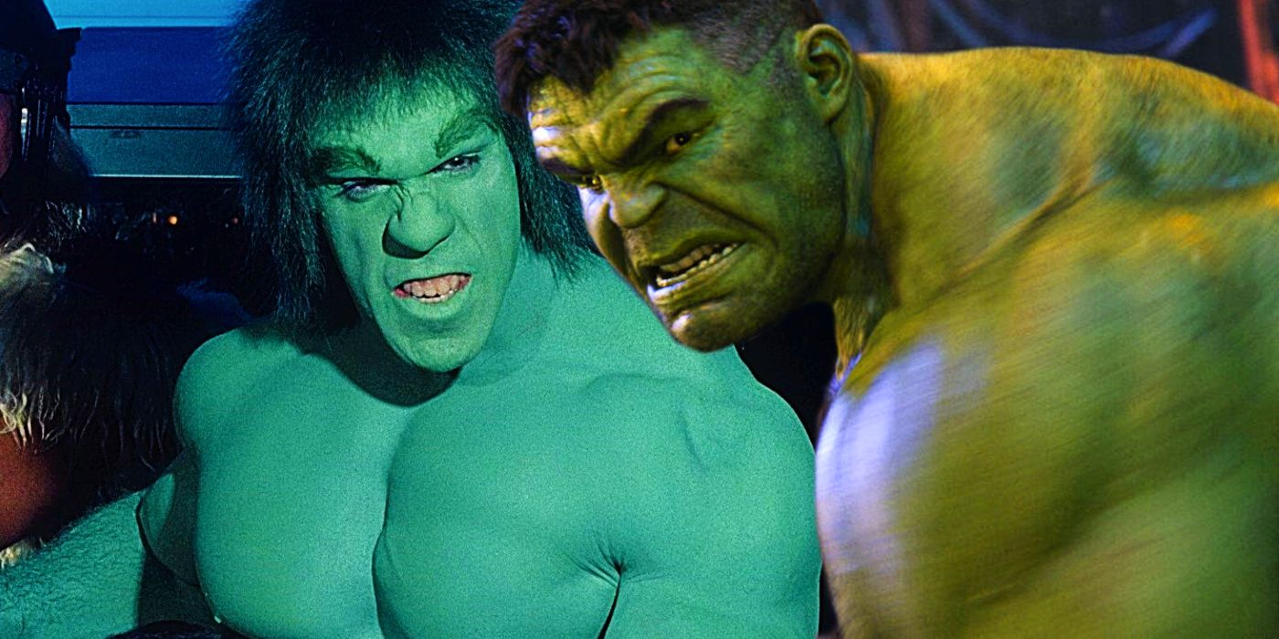Split image of Lou Ferrigno's Hulk and MCU's Hulk