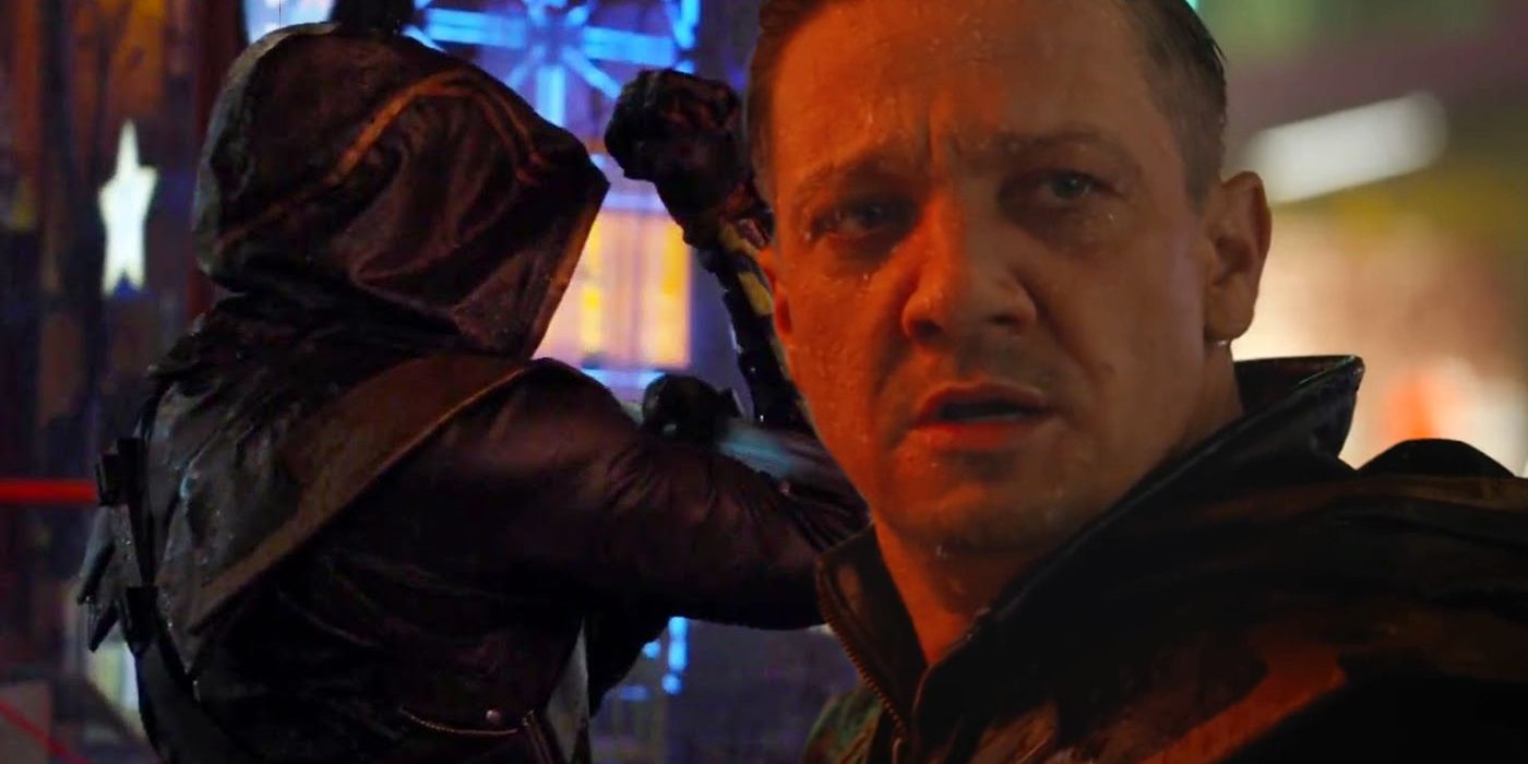 Split image of Hawkeye as Ronin in the MCU