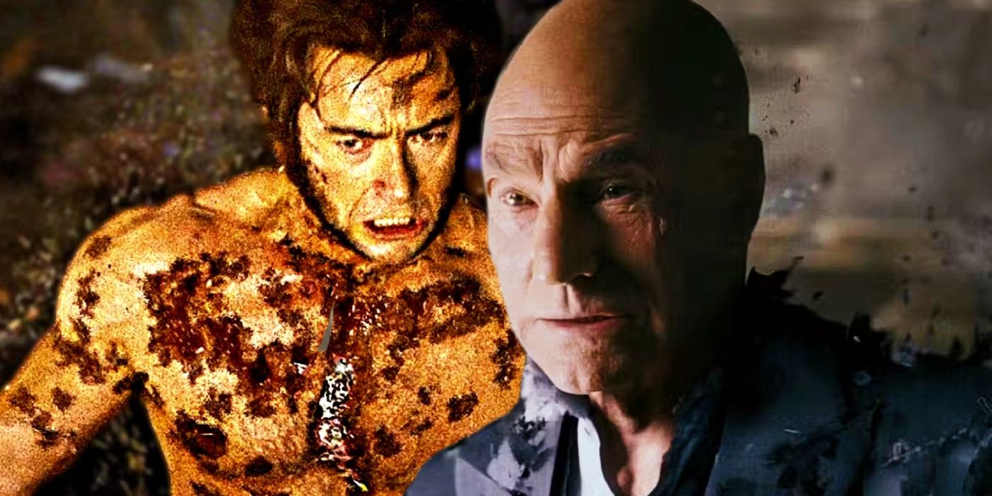 Split image of Logan about to kill Jean Grey and Professor X's death in the X-Men movies