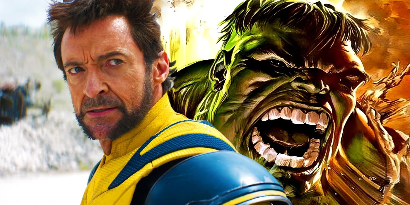 Split image of Wolverine looking over his shoulder and hulk screaming in marvel comics