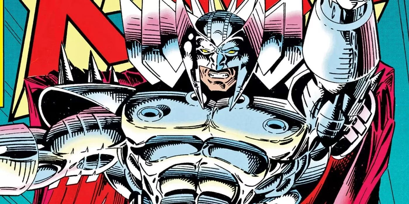 Stryfe posando com armadura nos quadrinhos dos X-Men