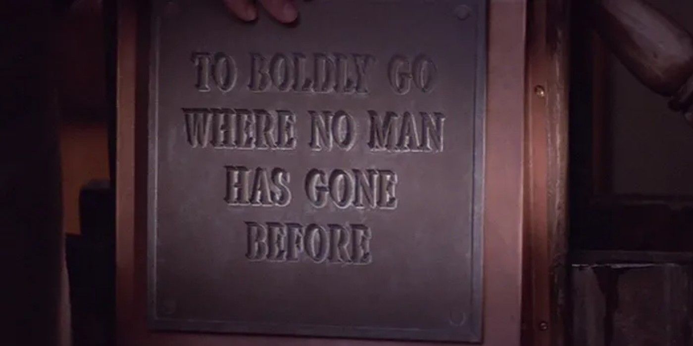 Image of a plaque reading "Where No Man Has Gone Before"