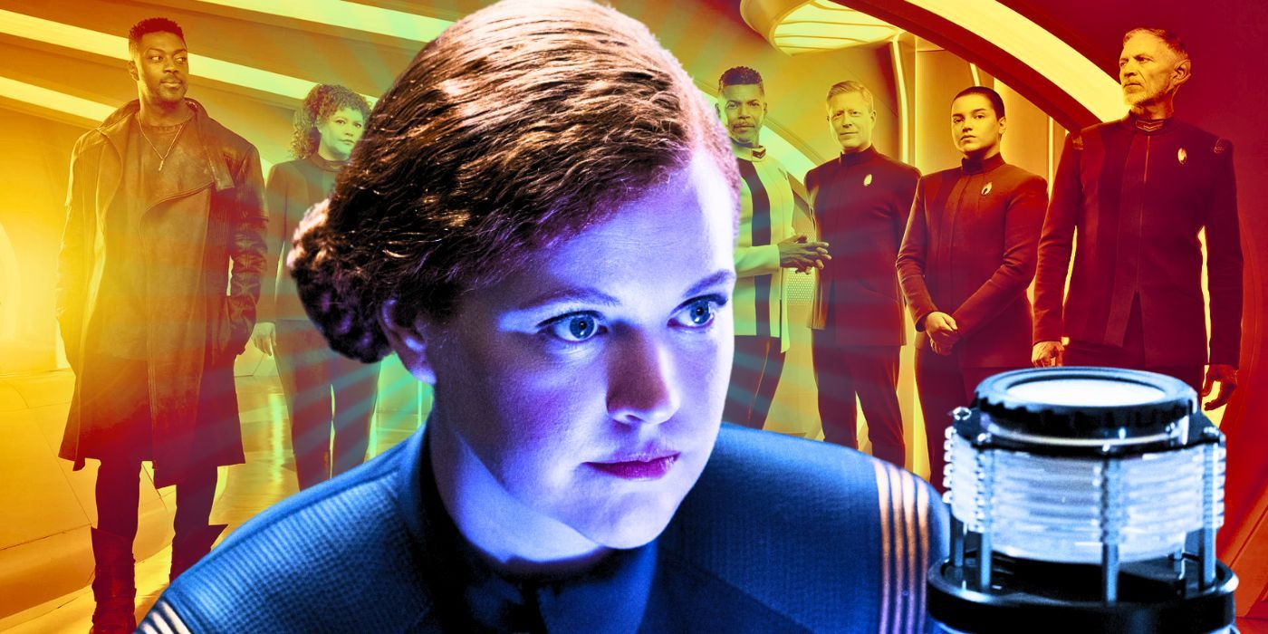 Lt. Sylvia Tllly looking serious in front of the Star Trek Discovery cast