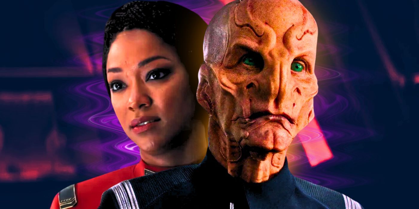 Doug Jones as Saru and Sonequa Martin-Green as Michael Burnham in Star Trek: Discovery