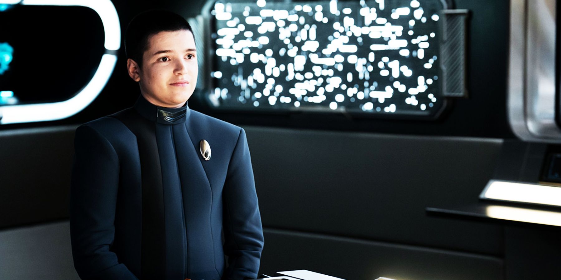 Ensign Adira Tal stands in Discovery's science lab