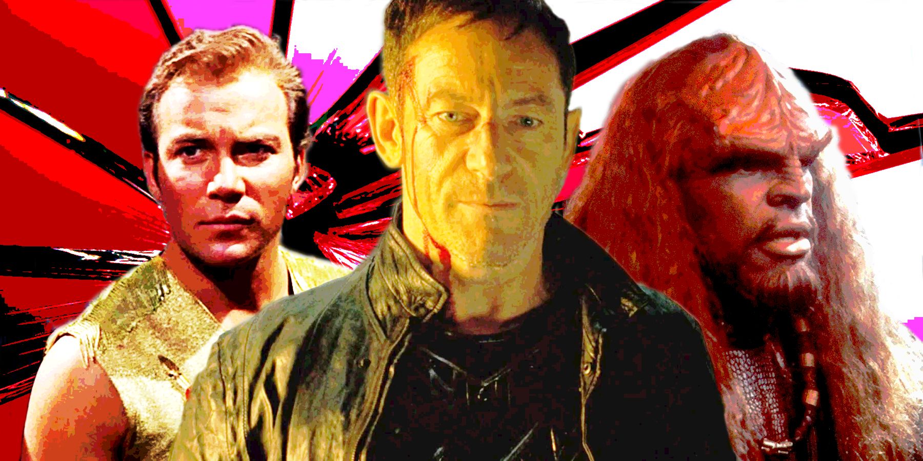 William Shatner as Kirk, Jason Isaacs as Lorca, and Michael Dorn as Worf in Star Trek