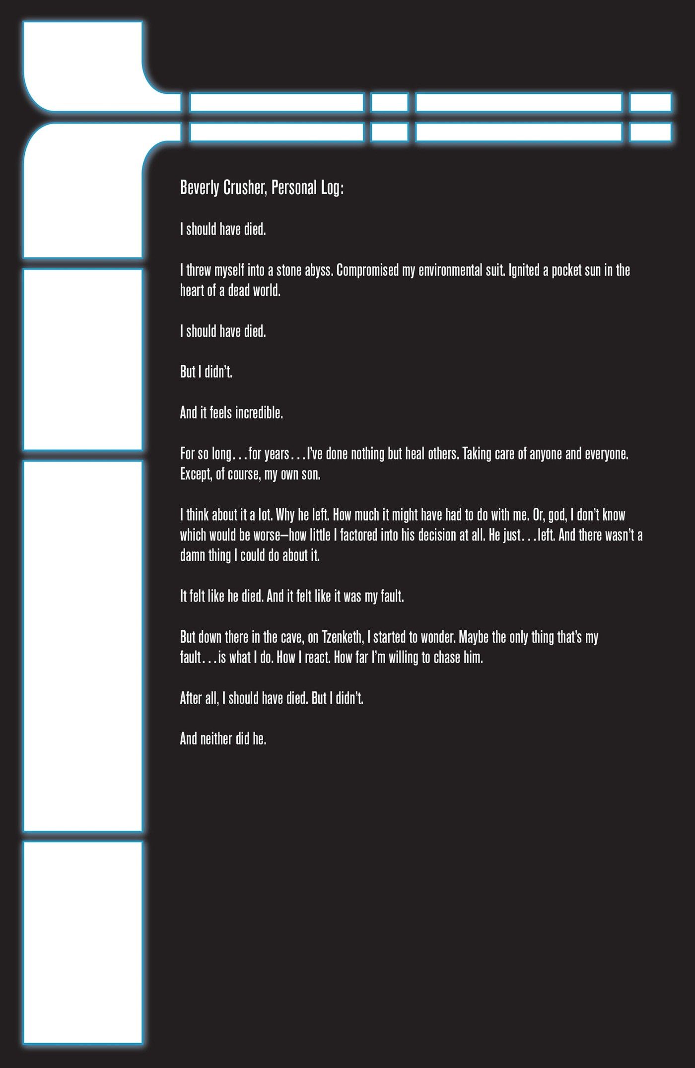 Text piece by Doctor Crusher talking about her son Wesley