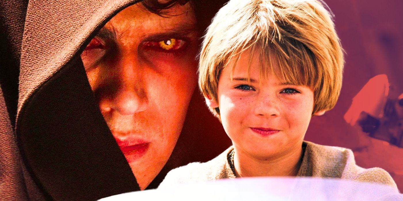 Hayden Christensen as Anakin Skywalker in Revenge of the Sith (2005) next to Jake Lloyd as Anakin in The Phantom Menace (1999)