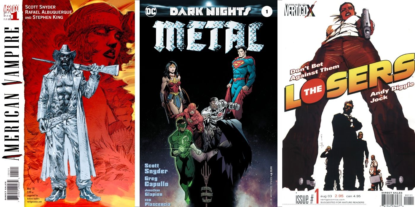 As capas de quadrinhos de American Vampire, Dark Nights: Metal e The Losers.