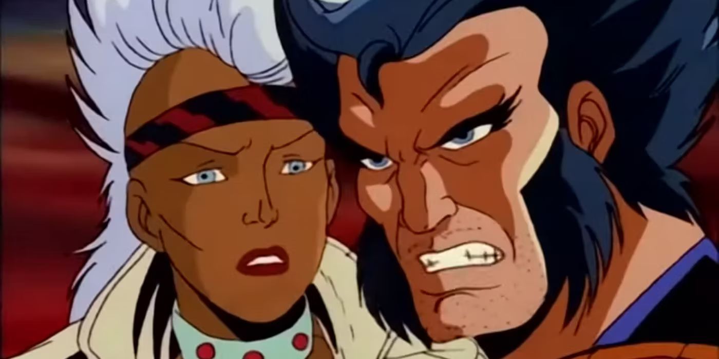 Storm and Wolverine look worried in X-Men The Animated Series, episode One Man's Worth