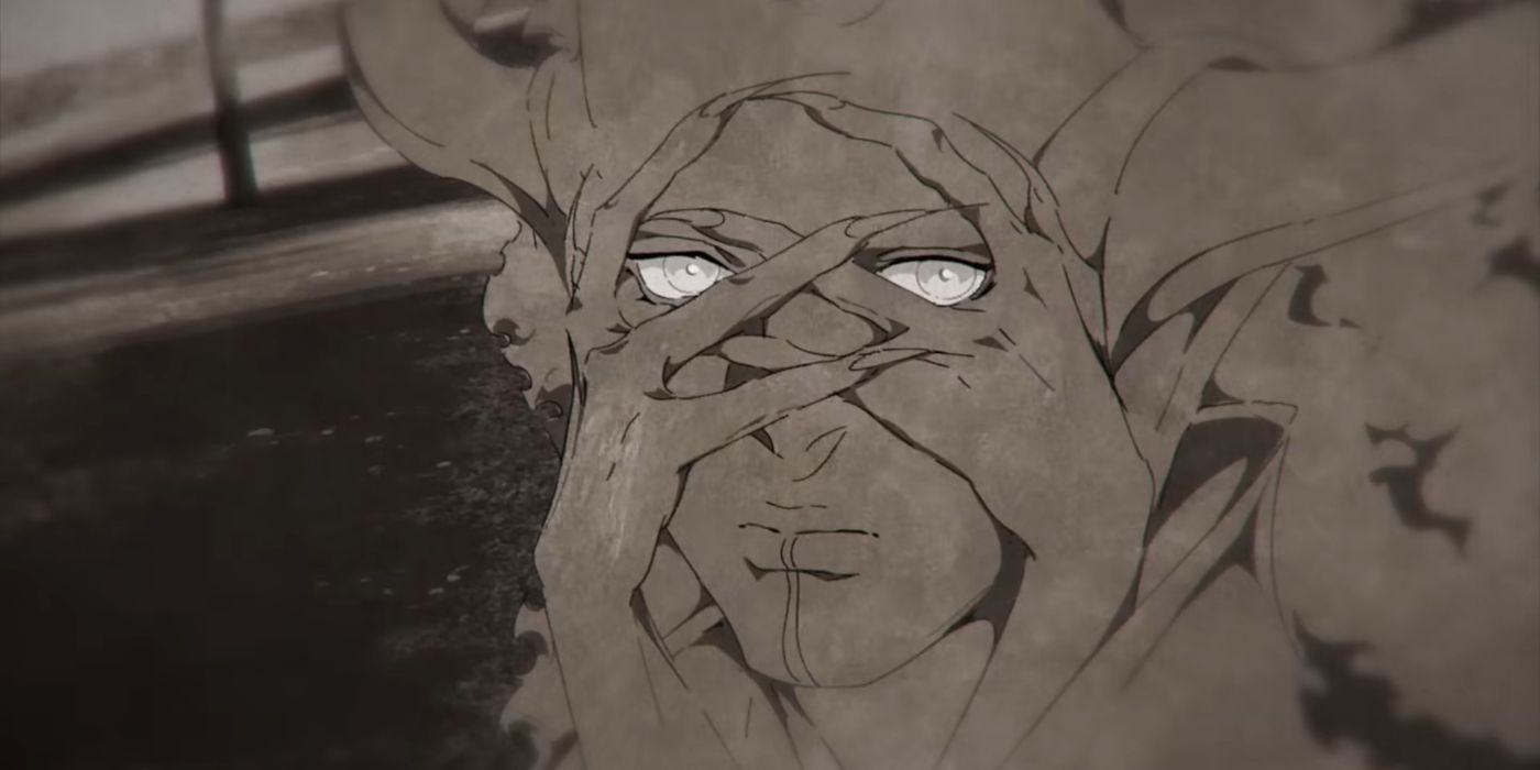 Storyboard de uma criatura com garras no rosto na 2ª temporada de Castlevania Nocturne.