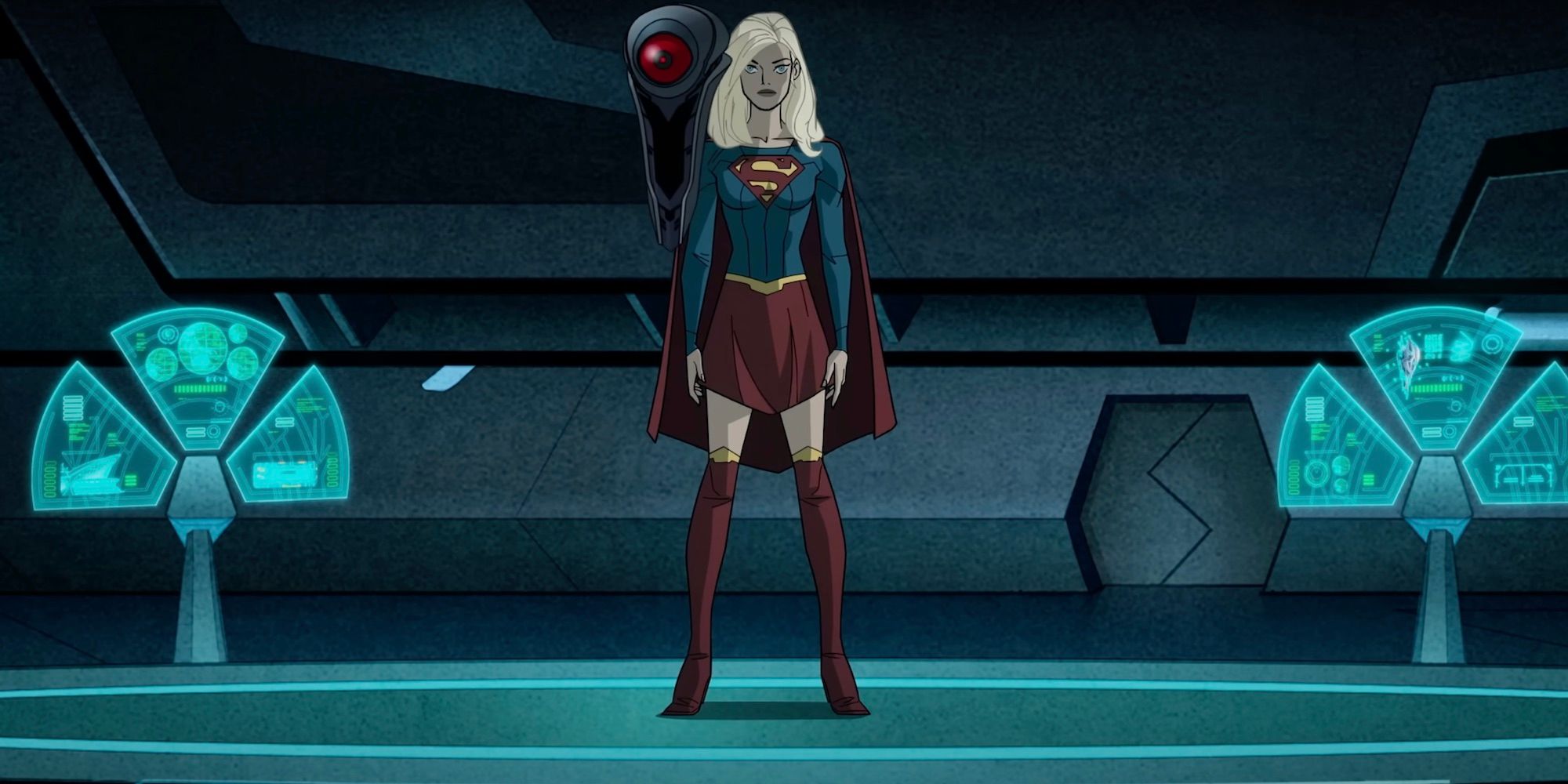 Supergirl stands resolved with satellite in Justice League Crisis on Infinite Earths Part Two