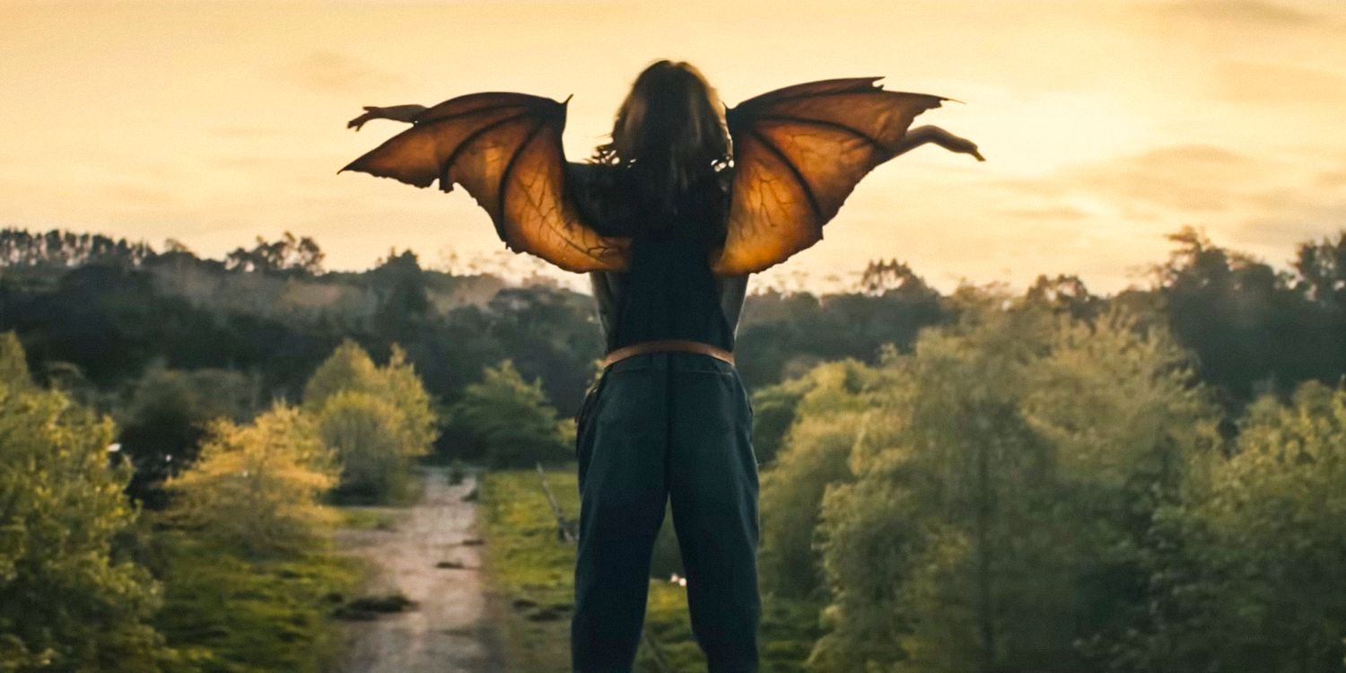 A character seen from behind with bat wings in Sweet Tooth season 3