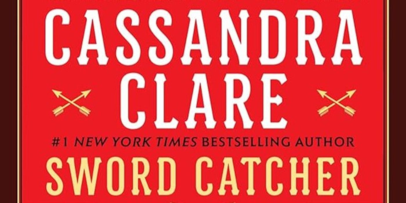 The cover of Sword Catcher by Cassandra Clare featuring a red background and white text