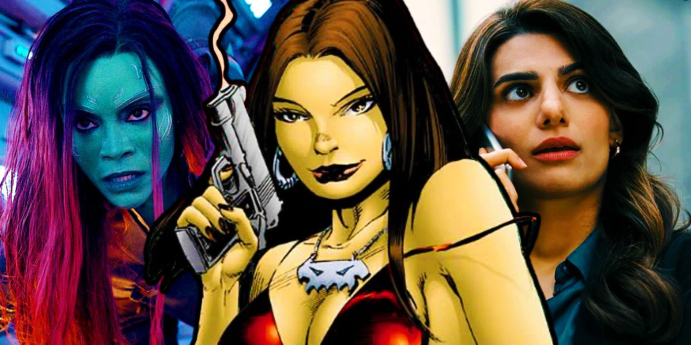 Talia al Ghul in DC Comics with Zoe Saldaña as Gamora and Claudia Doumit as Victoria Newman