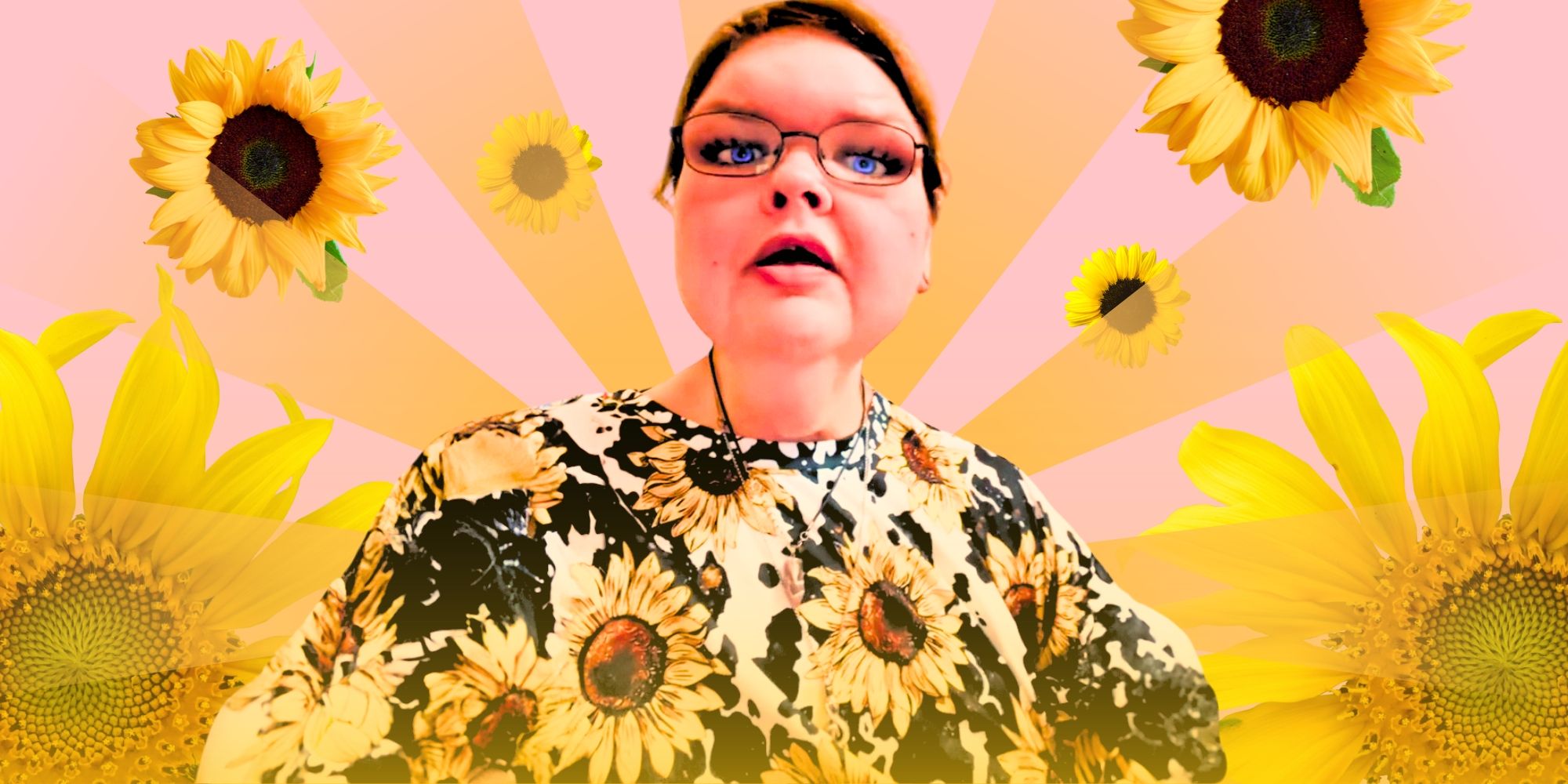 1000-Lb Sisters' Tammy Slaton with sunflower shirt and sun rays