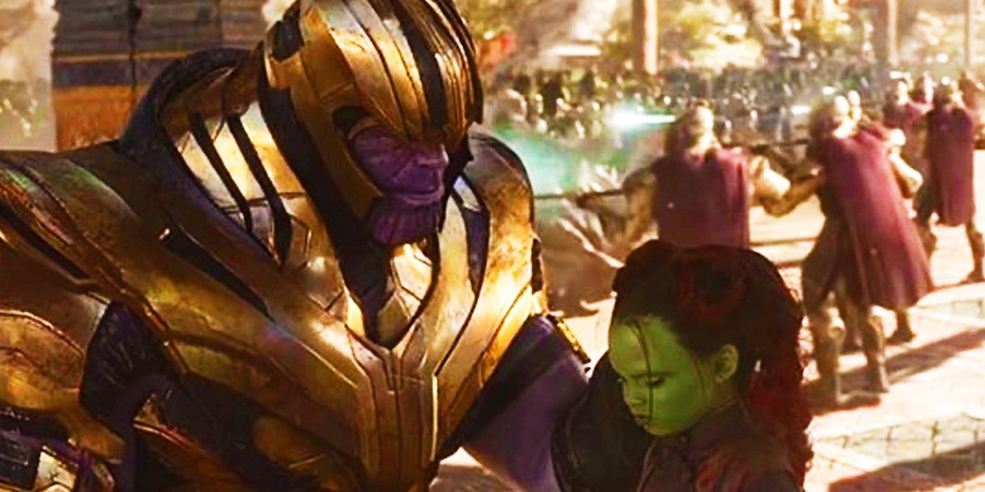 Thanos adopting young Gamora in Avengers Infinity War flashback