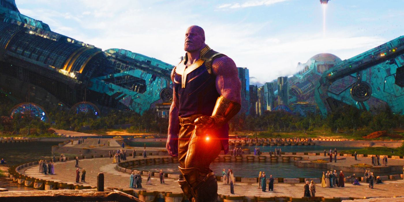 Thanos showing Titan's history in Avengers Infinity War