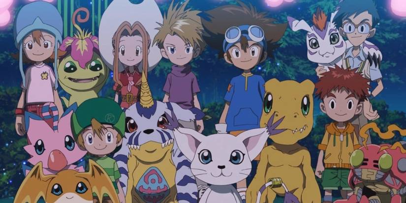 The DigiDestined from Digimon Adventure 2020 and their partner Digimon