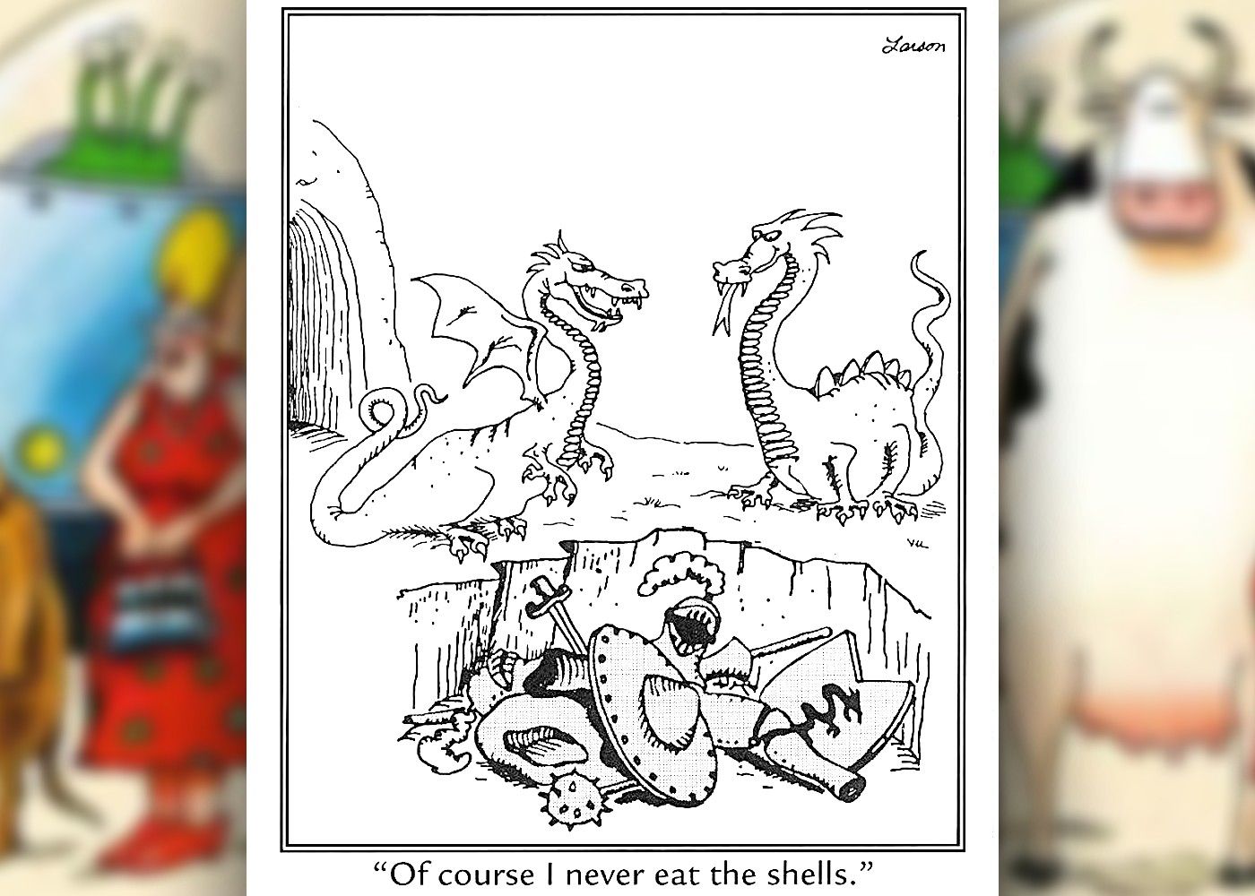 the far side comic showing dragons