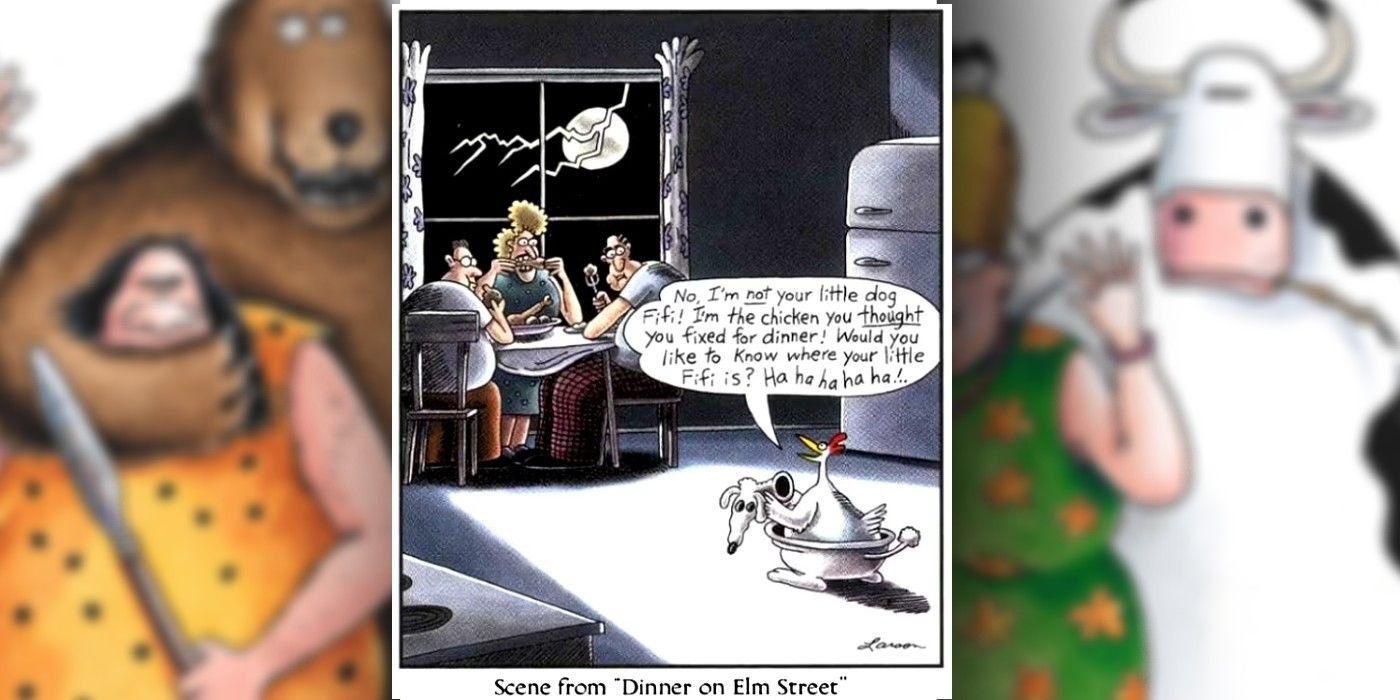 the far side nightmare on elm street, but with a chicken
