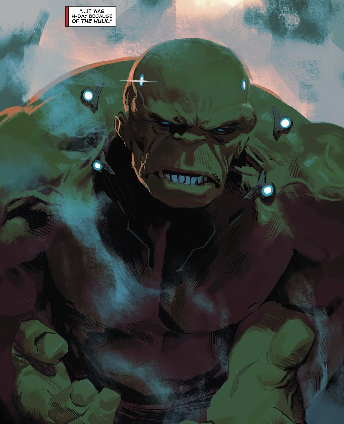 o hulk sob o controle da caveira vermelha no crepúsculo dos vingadores