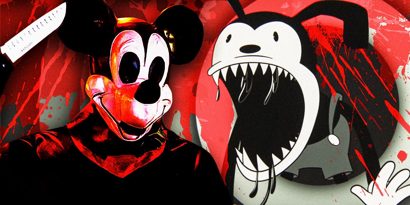 The killer from Mickey's Mouse Trap next to evil Oswald in Oswald Down the Rabbit Hole