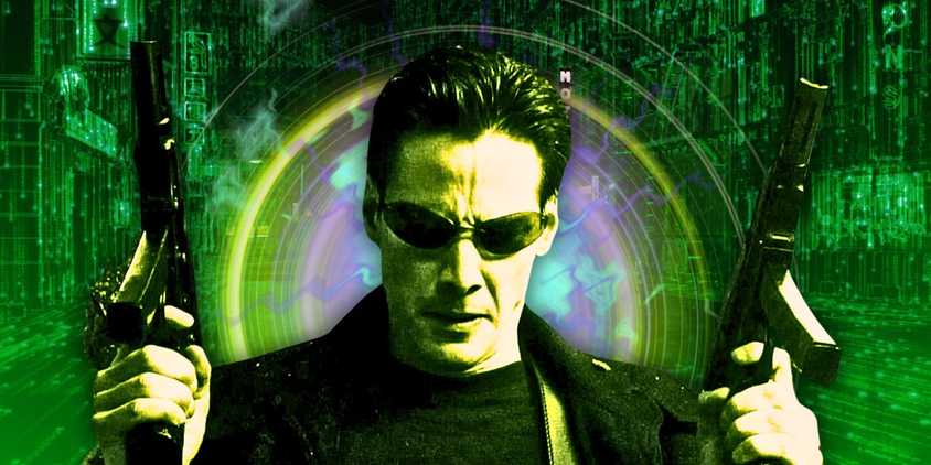 Keanu Reeves as Neo in The Matrix.