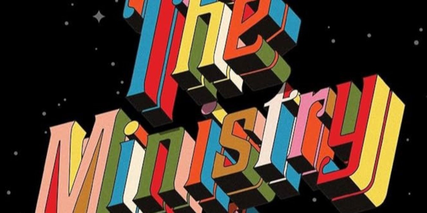 The Ministry of Time Cover featuring colorful block letters and a black, starry sky