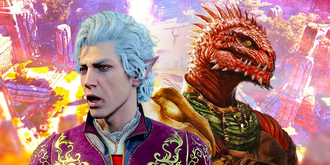 The Red Prince from DOS2 and Astarion from Baldur's Gate 3 looking shocked.