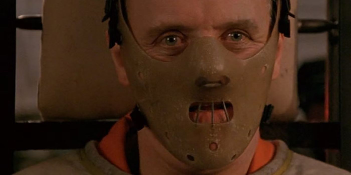 Hannibal wearing a muzzle in The Silence of the Lambs