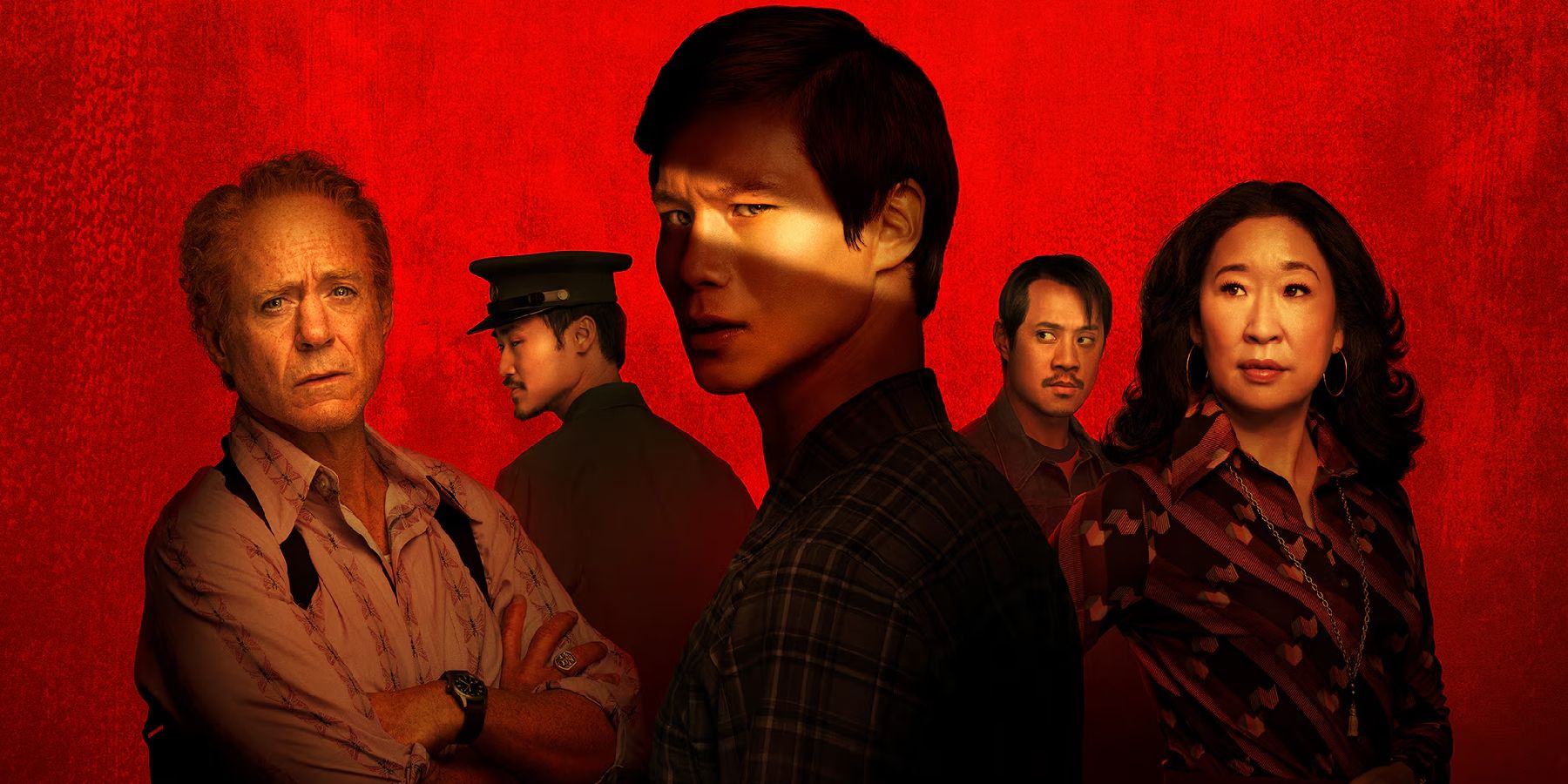 Robert Downey Jr, Scott Ly, Hoa Xuande, Fred Nguyen Khan and Sandra Oh in The Sympathizer