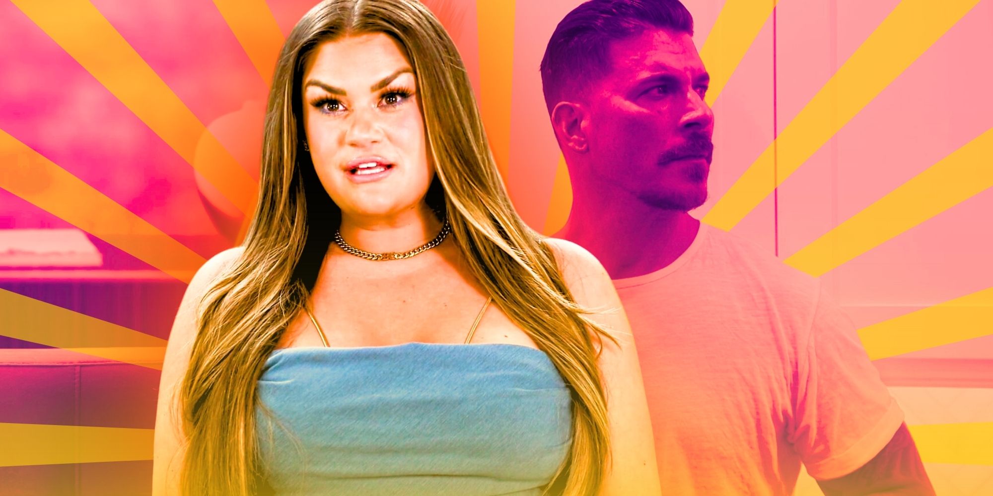 A montage of Brittany Cartwright and Jax Taylor looking concerned and angry.