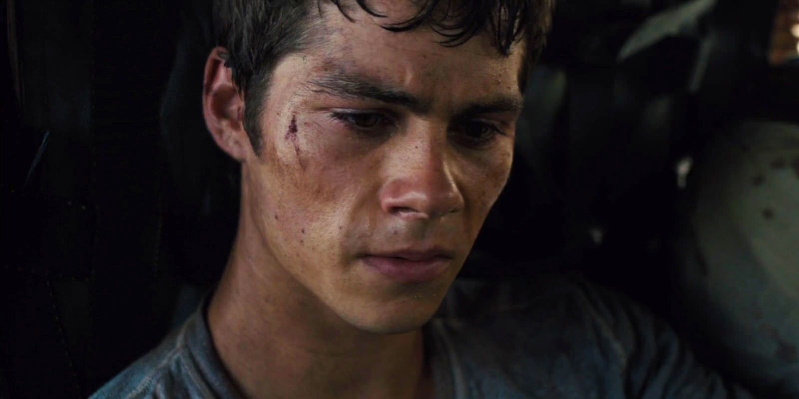 Thomas in the helicopter at the end of “The Maze Runner”